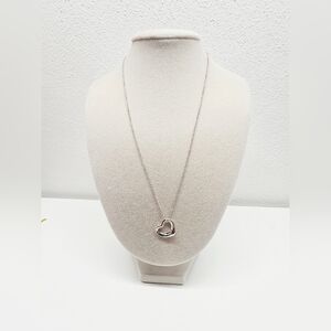 Tiffany & Co Sterling Silver Elsa Peretti Open Heart Pendant With COA 16"